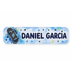 Etiquetas Personalizadas con Nombre para Colegio | Skate Azul | Estores Iroa