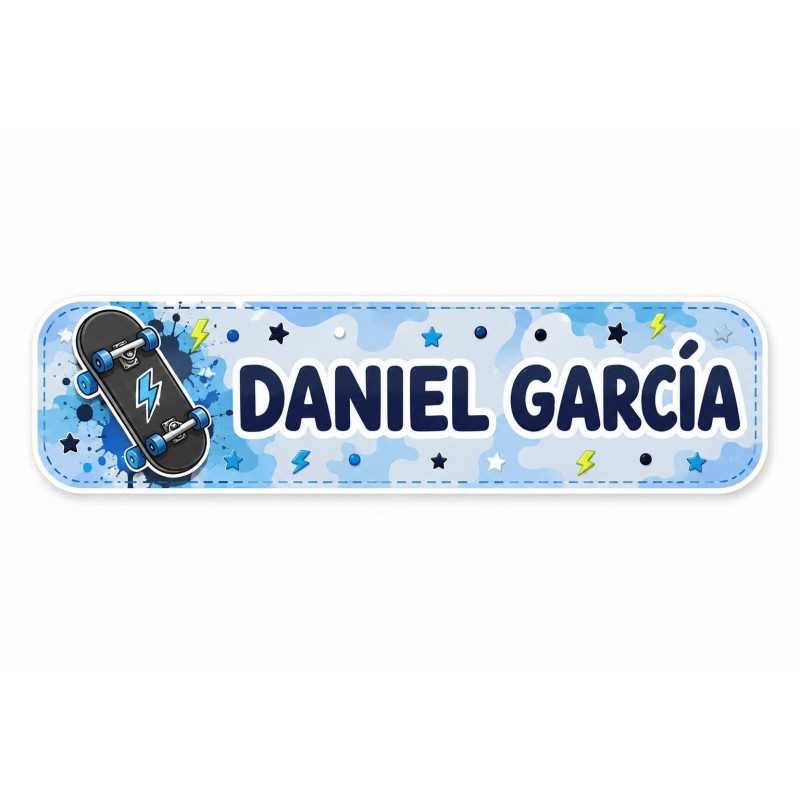 Etiquetas Personalizadas con Nombre para Colegio | Skate Azul | Estores Iroa