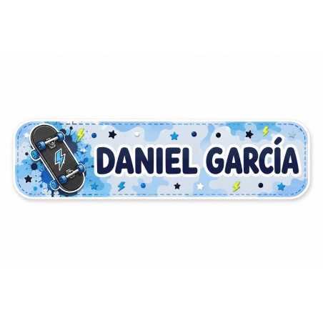Etiquetas Personalizadas con Nombre para Colegio | Skate Azul | Estores Iroa