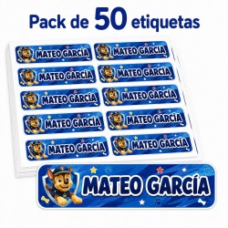 Etiquetas Personalizadas con Nombre para Niño | Patrulla Can Policíal | Estores Iroa