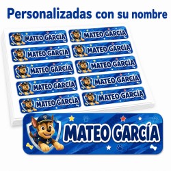 Etiquetas Personalizadas con Nombre para Niño | Patrulla Can Policíal | Estores Iroa