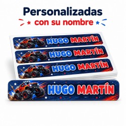 Etiquetas Personalizadas con Nombre para Niño | Monster Truck