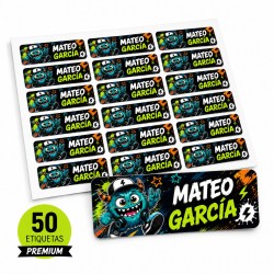 Etiquetas Personalizadas con Nombre para Niño | Monstruito Urban| Estores Iroa