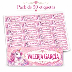 Etiquetas Personalizadas con Nombre para Colegio | Unicornio Rosa