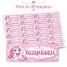 Etiquetas Personalizadas con Nombre para Colegio | Unicornio Rosa