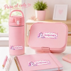 Etiquetas Personalizadas con Nombre para Colegio | Unicornio Rosa