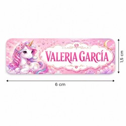 Etiquetas Personalizadas con Nombre para Colegio | Unicornio Rosa