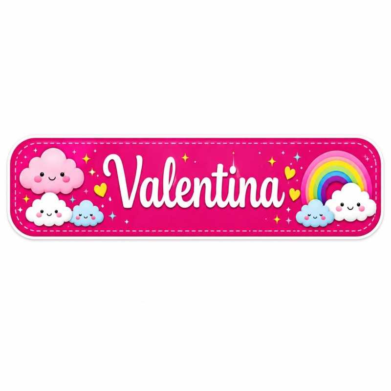 Etiquetas Personalizadas con Nombre Arcoíris Rosa | Colegio