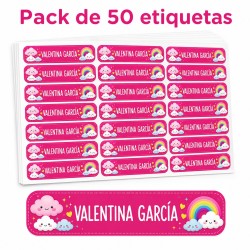 Etiquetas Personalizadas con Nombre Arcoíris Rosa | Colegio