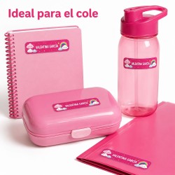 Etiquetas Personalizadas con Nombre Arcoíris Rosa | Colegio