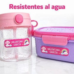 Etiquetas Personalizadas con Nombre Arcoíris Rosa | Colegio