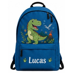 Pack Mochila Infantil Personalizada + 50 Etiquetas Escolares con Nombre – Dinosaurio Infantil Blue