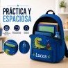 Pack Mochila Infantil Personalizada + 50 Etiquetas Escolares con Nombre – Dinosaurio Infantil Blue