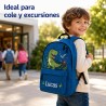 Pack Mochila Infantil Personalizada + 50 Etiquetas Escolares con Nombre – Dinosaurio Infantil Blue