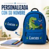 Pack Mochila Infantil Personalizada + 50 Etiquetas Escolares con Nombre – Dinosaurio Infantil Blue