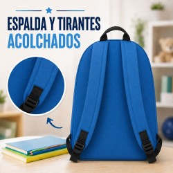 Pack Mochila Infantil Personalizada + 50 Etiquetas Escolares con Nombre – Dinosaurio Infantil Blue