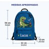 Pack Mochila Infantil Personalizada + 50 Etiquetas Escolares con Nombre – Dinosaurio Infantil Blue