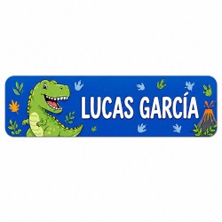 Pack Mochila Infantil Personalizada + 50 Etiquetas Escolares con Nombre – Dinosaurio Infantil Blue