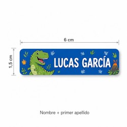 Pack Mochila Infantil Personalizada + 50 Etiquetas Escolares con Nombre – Dinosaurio Infantil Blue