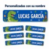 Pack Mochila Infantil Personalizada + 50 Etiquetas Escolares con Nombre – Dinosaurio Infantil Blue