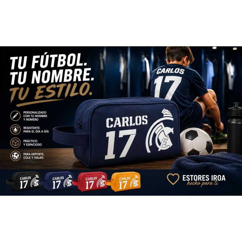 Neceser de Fútbol Madrid Personalizado con Nombre y Dorsal | Estores Iroa