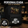 Pack Mochila Infantil Personalizada + 50 Etiquetas Escolares con Nombre – Dinosaurio T-Rex Negro