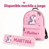 Pack Mochila Infantil Personalizada + 50 Etiquetas Escolares con Nombre – Unicornio Rosa