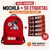Pack Mochila Infantil Personalizada + 50 Etiquetas Escolares con Nombre – Goku Rojo o Naranja