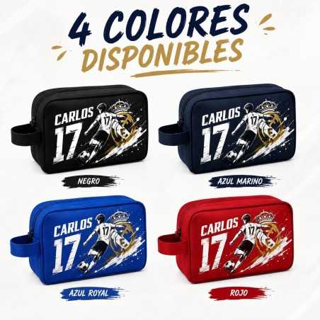 Neceser Equipo Fútbol Madrid Personalizado con nombre y número | Estores Iroa