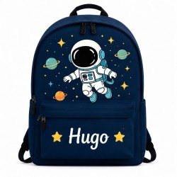 Pack Mochila Infantil Personalizada + 50 Etiquetas Escolares con Nombre – Astronauta Azul