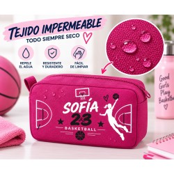 Neceser Baloncesto Personalizado Niña con Nombre y Dorsal | Estores Iroa