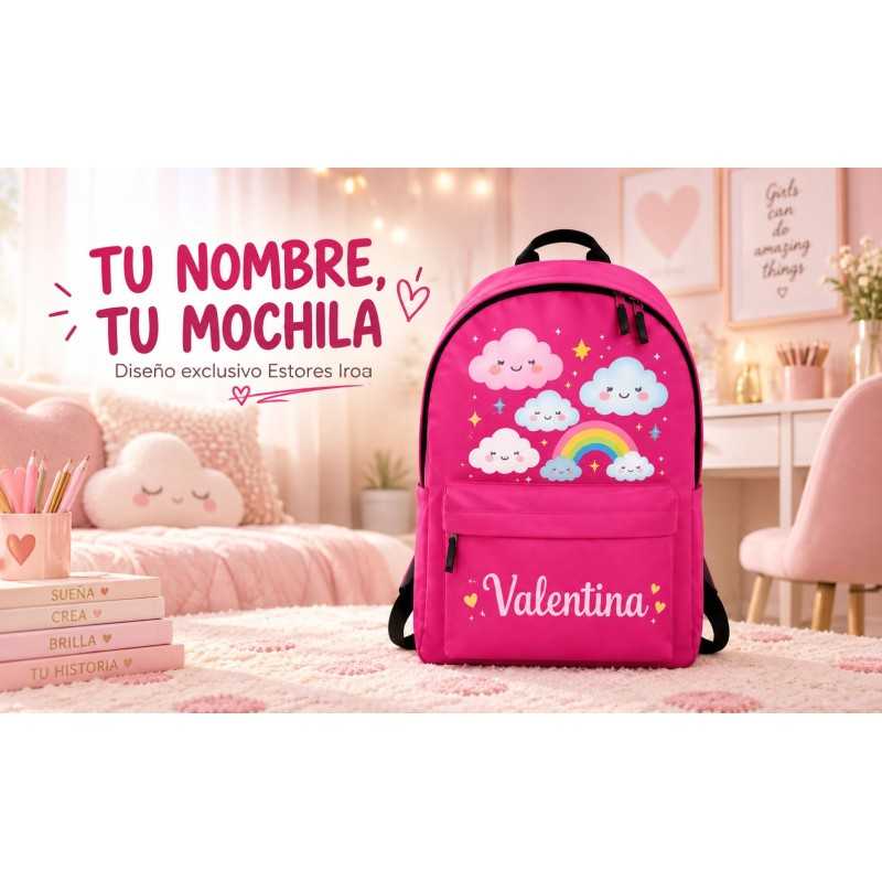Mochila Escolar Personalizada Arcoíris con Nombre | Mochila Infantil Niña | Estores Iroa