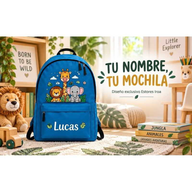 Mochila Infantil Personalizada con Nombre | Animales de la Selva | Estores Iroa