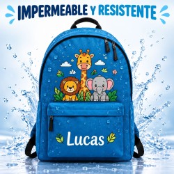 Mochila Infantil Personalizada con Nombre | Animales de la Selva | Estores Iroa