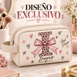 Neceser Personalizado Inicial Leopardo con Nombre | Iroa