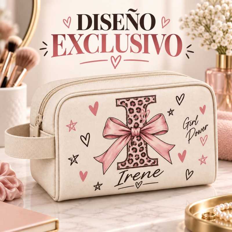 Neceser Personalizado Inicial Leopardo con Nombre | Iroa