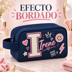 Neceser Personalizado con Inicial y Nombre para Niña Good Vibes | Iroa