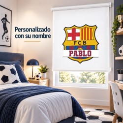 Estor de Fútbol Barcelona Personalizado con Nombre | Estores Iroa