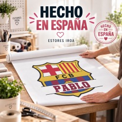 Estor de Fútbol Barcelona Personalizado con Nombre | Estores Iroa