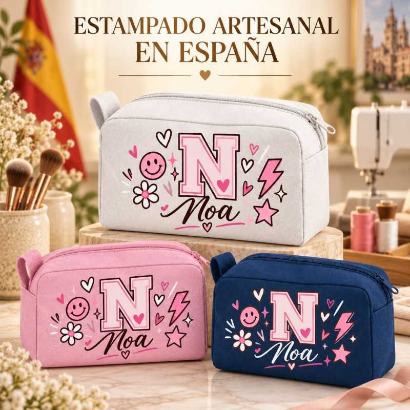 Neceser Personalizado Inicial y Nombre Impermeable | Inicial Smile 26