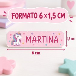 Etiquetas Unicornio Personalizadas con Nombre para Colegio | Pack 50
