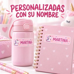 Etiquetas Unicornio Personalizadas con Nombre para Colegio | Pack 50