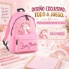 Pack Mochila Infantil Personalizada + 50 Etiquetas Escolares con Nombre – Unicornio 01-26