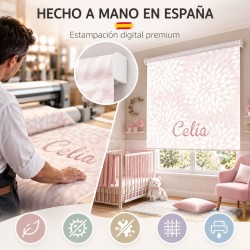 Estor Infantil Personalizado con Nombre Floral 009 | Estores Iroa