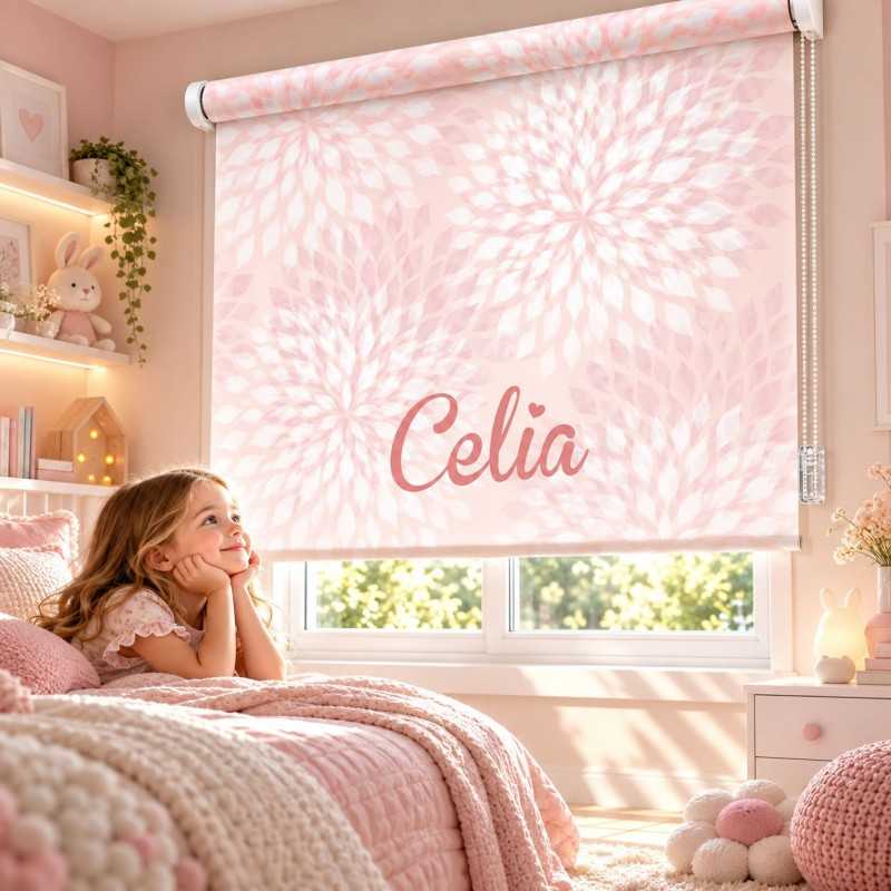 Estor Infantil Personalizado con Nombre Floral 009 | Estores Iroa