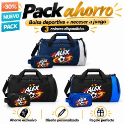 Pack Fútbol Mundial 03-26 Personalizado con Nombre – Bolsa Deportiva 41L + Neceser
