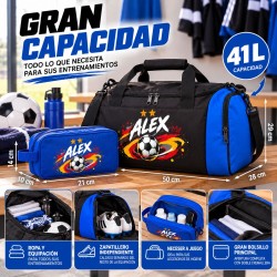 Pack Fútbol Mundial 03-26 Personalizado con Nombre – Bolsa Deportiva 41L + Neceser