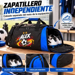 Pack Fútbol Mundial 03-26 Personalizado con Nombre – Bolsa Deportiva 41L + Neceser