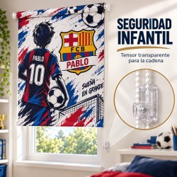 Estor enrollable Infantil o Juvenil Futbol Barcelona 02-26 Personalizado con Nombre y Número | Estores Iroa