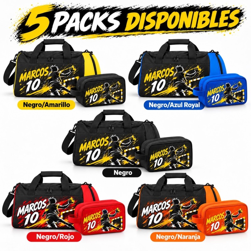 Pack Balonmano Personalizado con Nombre y Dorsal – Bolsa + Neceser Balonmano 02-26